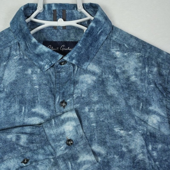 Robert Graham Modern Americana Mens Large Blue Inigo Wash Cotton Tailored Shirt